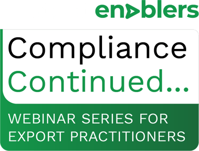 CC Logo Webinar Series for Export Practitioners with CE Logo for dark background